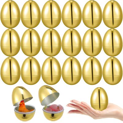 20pcs Golden Easter Eggs, 2.4in Fillable Egg Plastic Eggs Bulk Easter Decorations for DIY Crafts Party Basket Fillers Photo Props Egg Hunt