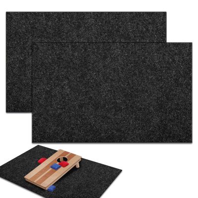 2 Packs Cornhole Mats 5 x 8 Ft Felt Prevent Slipping Pads for Cornhole Board Pitch Pads Board Accessories Mats on Grass Bags Clean (No Line)