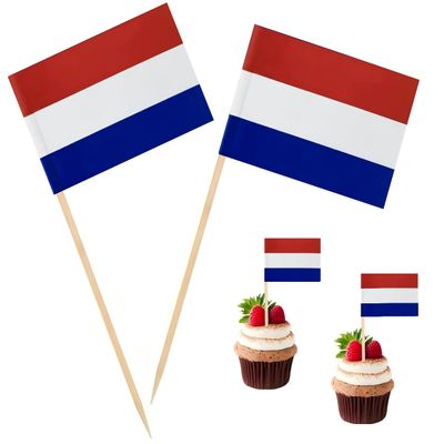 100 Pac Netherlands Flag Dutch Toothpick Flags, Cocktail Picks Mini Stick Cupcake Toppers Country Picks Party Decoration Celebration Cocktail Food Bar Cake Flags