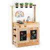 Costzon Mud Kitchen, Fir Wood Outdoor Play Kitchen with 4 Planting Pots, Stoves, Removable Sink, Acrylic Panel, Chalkboards & Accessories, Kids Kitchen Playset for Backyard Garden, Gift for Boys Girls view 1