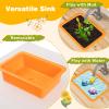 Costzon Mud Kitchen, Fir Wood Outdoor Play Kitchen with 4 Planting Pots, Stoves, Removable Sink, Acrylic Panel, Chalkboards & Accessories, Kids Kitchen Playset for Backyard Garden, Gift for Boys Girls view 3