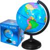 6'' Geographic World Globe,Kids Educational Globes with Stand,Decorative Rotating World Map Globes Decor,Political Globe for Child Classroom Geography Teaching,Kids Room view 1