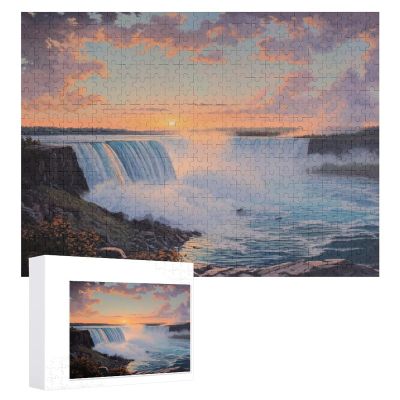 1000Pcs Jigsaw Puzzles for Adults and Teens and Kids and Teens and Kids Niagara Falls at Sunrise Wooden Puzzle Props DIY Modern Home Decoration Children Educational Game Preschool Toys Gifts