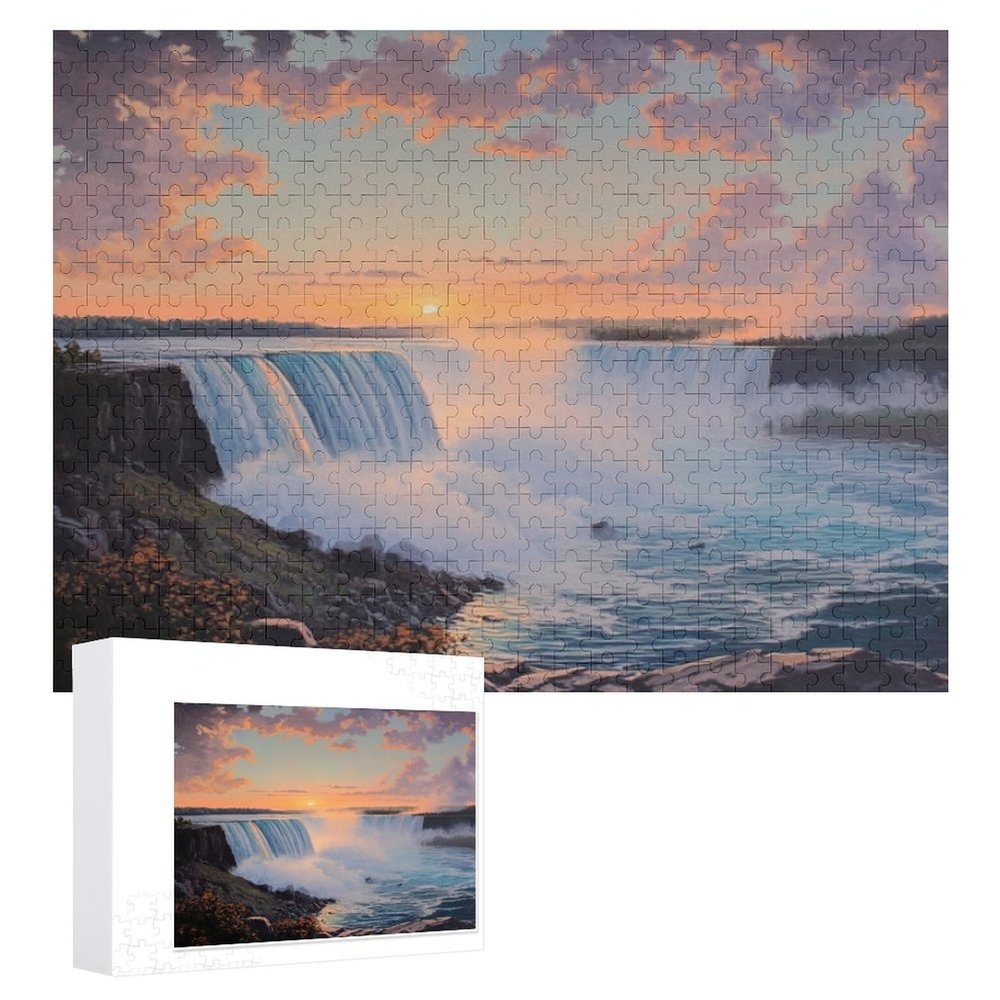 1000Pcs Jigsaw Puzzles for Adults and Teens and Kids and Teens and Kids Niagara Falls at Sunrise Wooden Puzzle Props DIY Modern Home Decoration Children Educational Game Preschool Toys Gifts