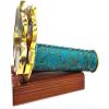 Handcrafted Leather Brass Kaleidoscope with Etched Floral Pattern, Dual Turning Wheels, Unique Vintage Collectible Gift (Big Trigon) view 2