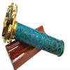 Handcrafted Leather Brass Kaleidoscope with Etched Floral Pattern, Dual Turning Wheels, Unique Vintage Collectible Gift (Big Trigon) view 4