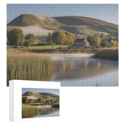 1000Pcs Jigsaw Puzzles for Adults Stone House On Rolling Hills by Calm Lake at Dawn Challenging Puzzle for Youth Childen Home Decor Wall Art Gift,Jigsaw for Active Thinking Party Entertainment