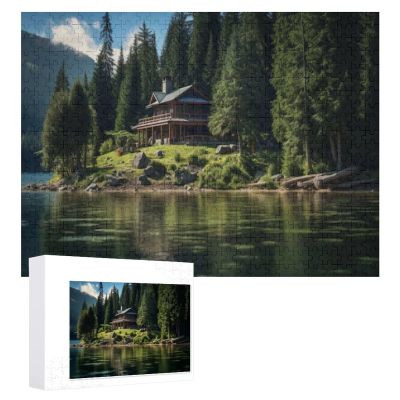 1000Pcs Jigsaw Puzzles for Adults A Lonely House On The Shore of A Lake in The Forest Challenging Puzzle for Youth Childen Home Decor Wall Art Gift,Jigsaw for Active Thinking Party Entertainment