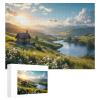 1000Pcs Jigsaw Puzzles for Adults A House On A Hill with A Lake in The Background Challenging Puzzle for Youth Childen Home Decor Wall Art Gift,Jigsaw for Active Thinking Party Entertainment view 1