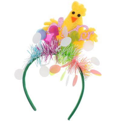 Cabilock Cute Chicken Headband Plush Chicken Hair Hoop, Easter Party Decoration, Spring Birthday Headband Photo Prop Cosplay Dress-Up for Girls Boys Multi