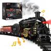 Hot Bee Train Set - Alloy Train Toys for Boys w/Glowing Carriage & Silent, Toy Train w/Smokes, Lights & Sound, Christmas Tree Train w/Steam Locomotive, Model Trains for 3 4 5 6 7 8+ Years Old Kids view 1