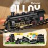 Hot Bee Train Set - Alloy Train Toys for Boys w/Glowing Carriage & Silent, Toy Train w/Smokes, Lights & Sound, Christmas Tree Train w/Steam Locomotive, Model Trains for 3 4 5 6 7 8+ Years Old Kids view 2