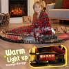 Hot Bee Train Set - Alloy Train Toys for Boys w/Glowing Carriage & Silent, Toy Train w/Smokes, Lights & Sound, Christmas Tree Train w/Steam Locomotive, Model Trains for 3 4 5 6 7 8+ Years Old Kids view 3