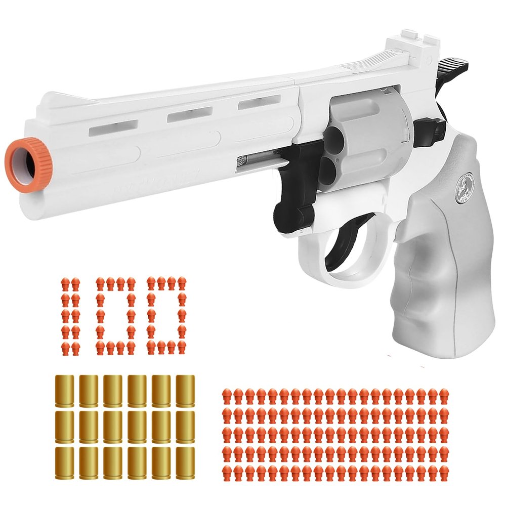 Revolver Toy Gun with 100 Soft Bullets,18 Shells,Gun Fidget Toy,Christmas Birthday Gifts for Boys Kids Adult Age 8+