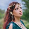 FRESHME Fairy Ear Cuffs and Crown - Renaissance Elf Ear Cuffs with Tessal and Gold Fairy Crown Prom Makeup Renfaire Fantasy Cosplay Photo Prop Accessories for Women Adlut view 2