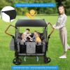 Lemoeyes Wagon Stroller for 4 Kids, All-Terrain Wagon Cart with Removable Canopy, 5-Point Harness 2 Brakes & Storage Organizer, Double Push Bar Foldable Kids Stroller for Garden Beach Camping view 3