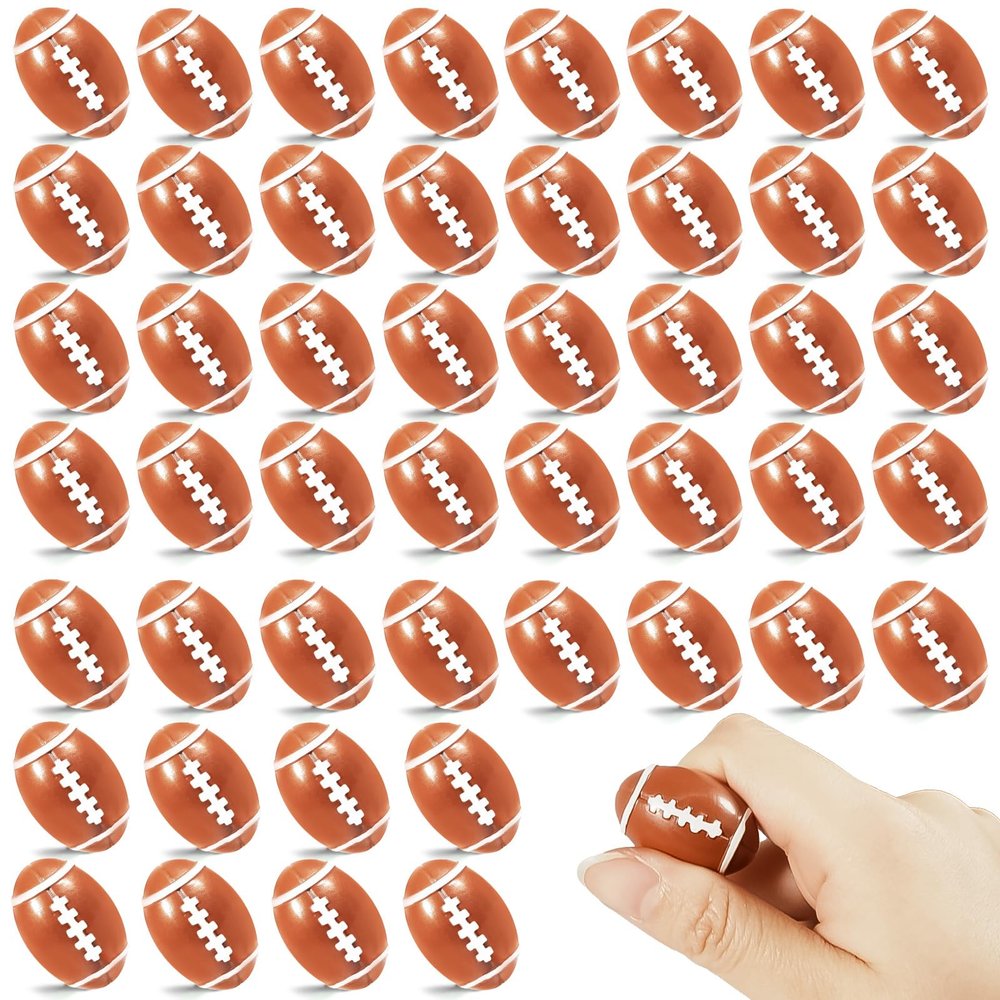 Bbiamsleep 50 Pack 1.1 Inch Mini Resin Football Mini Sport Balls Mini Brown Football Small Resin Sports Ball for Birthday Gift Superbowl Decoration Football Themed Party