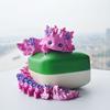 3D Printed Axolotl Fidget, Big 3 d Print Flower Axolotls Dragon with Flexible Wings, 12 inch Wiggly Hand-Paint Articulated Large Creatures DeepPink view 2