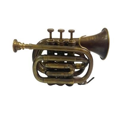 Brass Bb Mini Trumpet Pocket Bugle Horn 3 Valve Mouthpiece for Beginners or Advanced Students Best for Gift