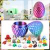 3D Printed Rainbow Dragon Egg Gift Set with Mini Animal Figurines Crystal Dragon, Articulated Fidget Toys for Desk Display, Valentines Day Surprise Goodie Bag Stuffers for Boys and Girls, Easter view 2