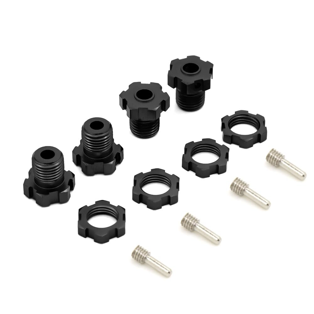 1 Set 17mm Hex Nuts Splined Wheel Hubs for traxxas E-REVO Wheel hubs 5353X 1/10 E-MAXX Summit E-REVO REVO 3.3(Black)