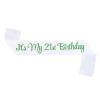 NAUXIUDSJS It's My 21st Birthday Sash, Birthday Sash for Women, Birthday Princess 21st Birthday Gifts Decorations for Happy 21st Birthday Party Favor Supplies,White Green view 1