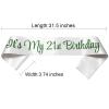 NAUXIUDSJS It's My 21st Birthday Sash, Birthday Sash for Women, Birthday Princess 21st Birthday Gifts Decorations for Happy 21st Birthday Party Favor Supplies,White Green view 2