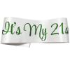NAUXIUDSJS It's My 21st Birthday Sash, Birthday Sash for Women, Birthday Princess 21st Birthday Gifts Decorations for Happy 21st Birthday Party Favor Supplies,White Green view 3
