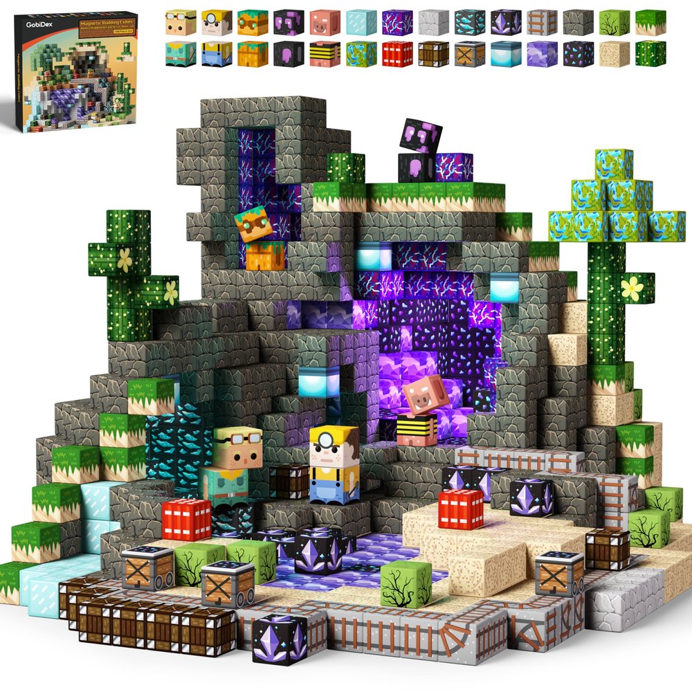 GobiDex 100PCS Magnetic Building Blocks Game-Based Build Magwonder World with Magnet Construction Toys STEM Sensory Gift for Boys Girls Birthday