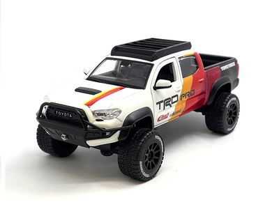 1:24 Scale Diecast Model Car Compatible with Maisto Toyota Tacoma TRD Off Road Pickup Truck White with Racing Stripes 32546WH