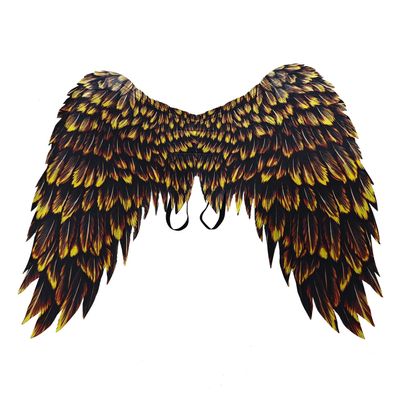 Anbaby 3D Printed Angel Wings Costume | Realistic Non-Woven Fabric Wings for Cosplay, Halloween, Theme Parties (Black Gold)