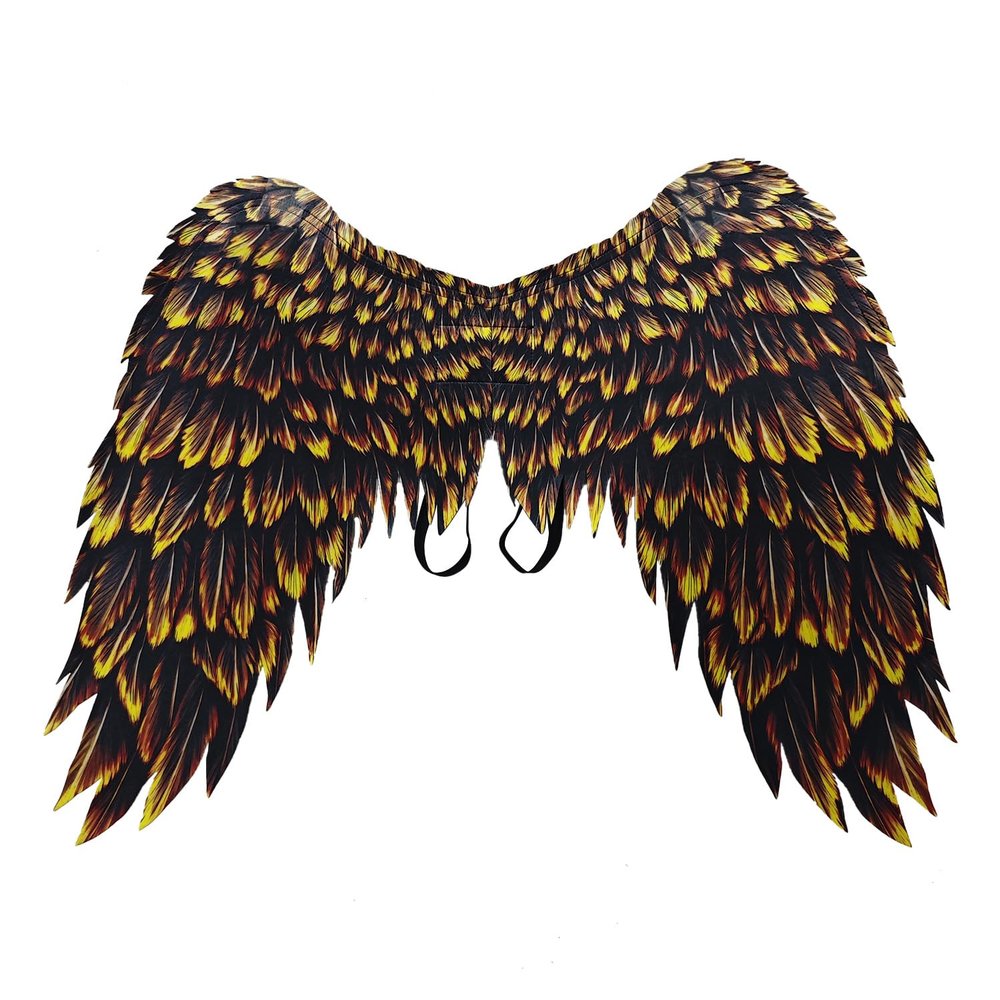 Anbaby 3D Printed Angel Wings Costume | Realistic Non-Woven Fabric Wings for Cosplay, Halloween, Theme Parties (Black Gold)