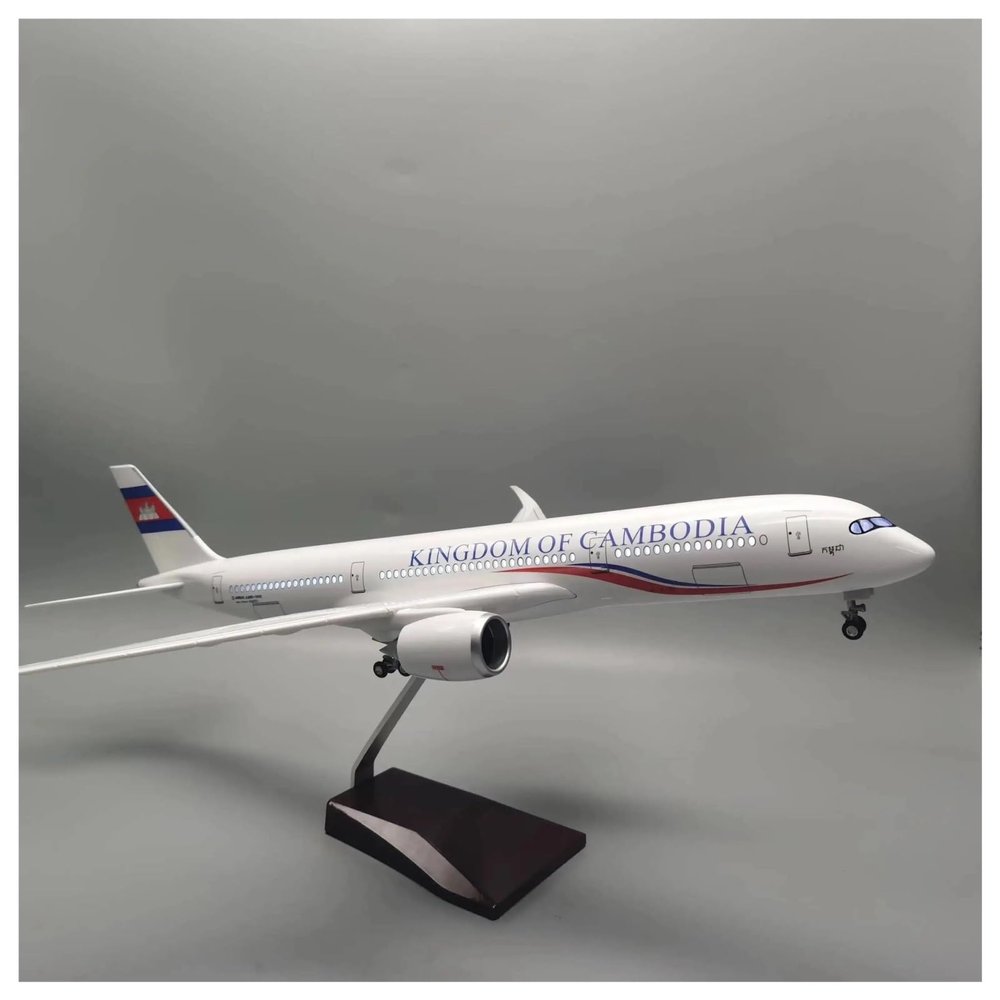 RUENGE Scale Aircraft Model 47CM for Cambodia Airbus A350 Simulation Aircraft Model Die-cast Aircraft Model with Bracket Collection