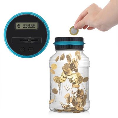 1.8l Transparent Piggy Bank Savings Coin Rack Real-Time Coin Counting with Led Screen Suitable for Adults and Children