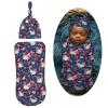 Muishi Axolotls Swimming Newborn Swaddle Blankets Hat Sets Soft Baby Receiving Blanket Swaddle Sack for Baby Shower Infant Boy Girl Gift view 2