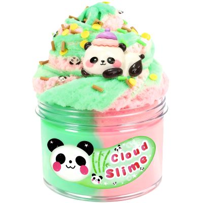 Cloud Slime Pink Green Big Jar 7OZ, Kids Slime Party Favors, Non Sticky Scented Putty with Cute Flower Slices, Sensory Toys for Stress Relief, Christmas Stocking Stuffers for Girls Boys