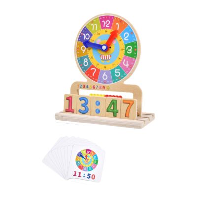 JunZheHub Analog Teaching Clock Learning Activities Wood Teaching Clock Baby Children