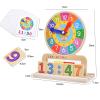 JunZheHub Analog Teaching Clock Learning Activities Wood Teaching Clock Baby Children view 4