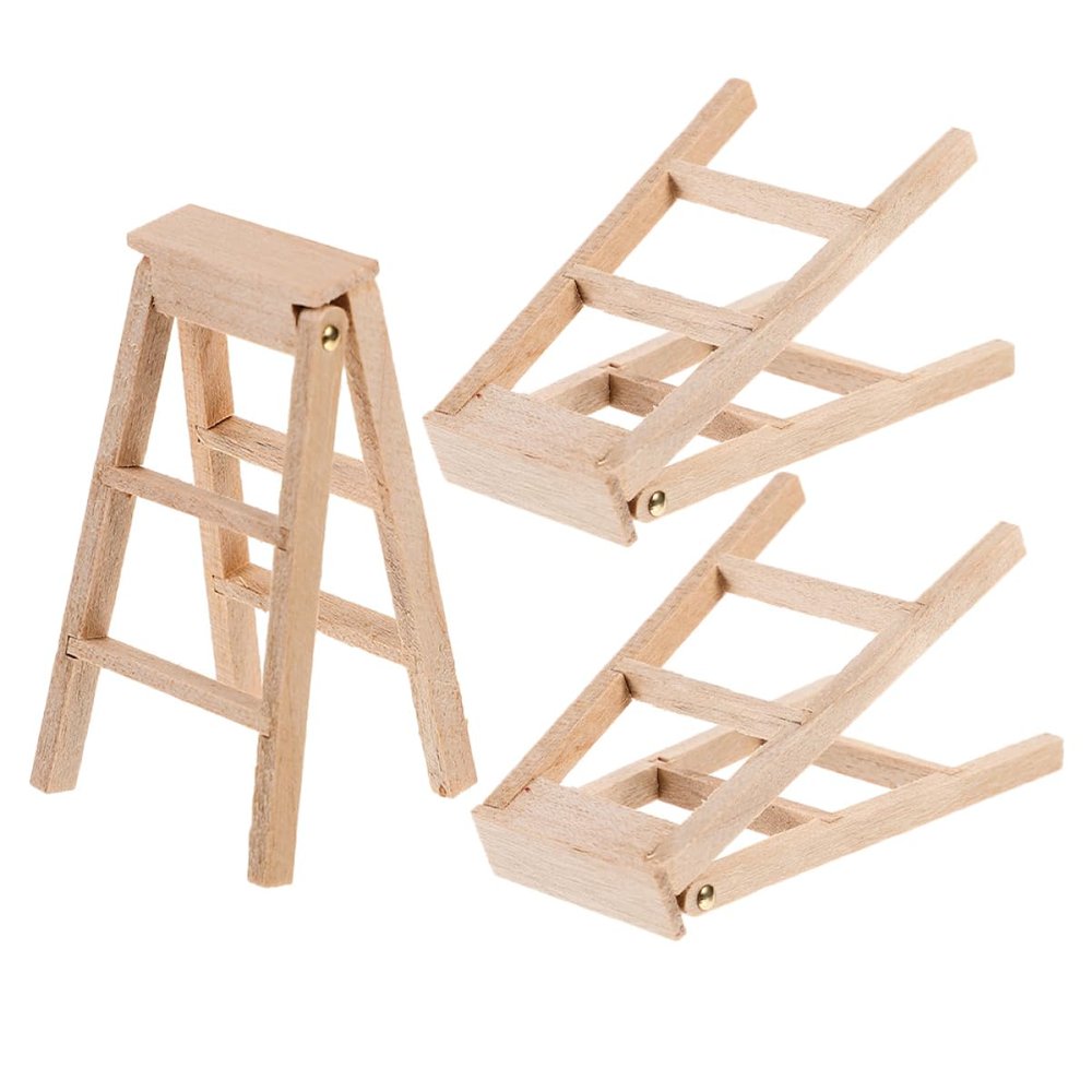 3pcs Herringbone Ladder Model Ladders Doll House Furniture Folding Doll Furniture Mini House Mini Dollhouse Miniature Miniature Beige Wood