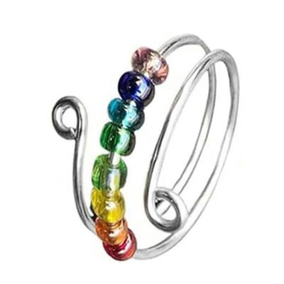 Bohemian Rainbow Beads Fidget Ring Adjustable Rings Drive Away Your Anxiety-01