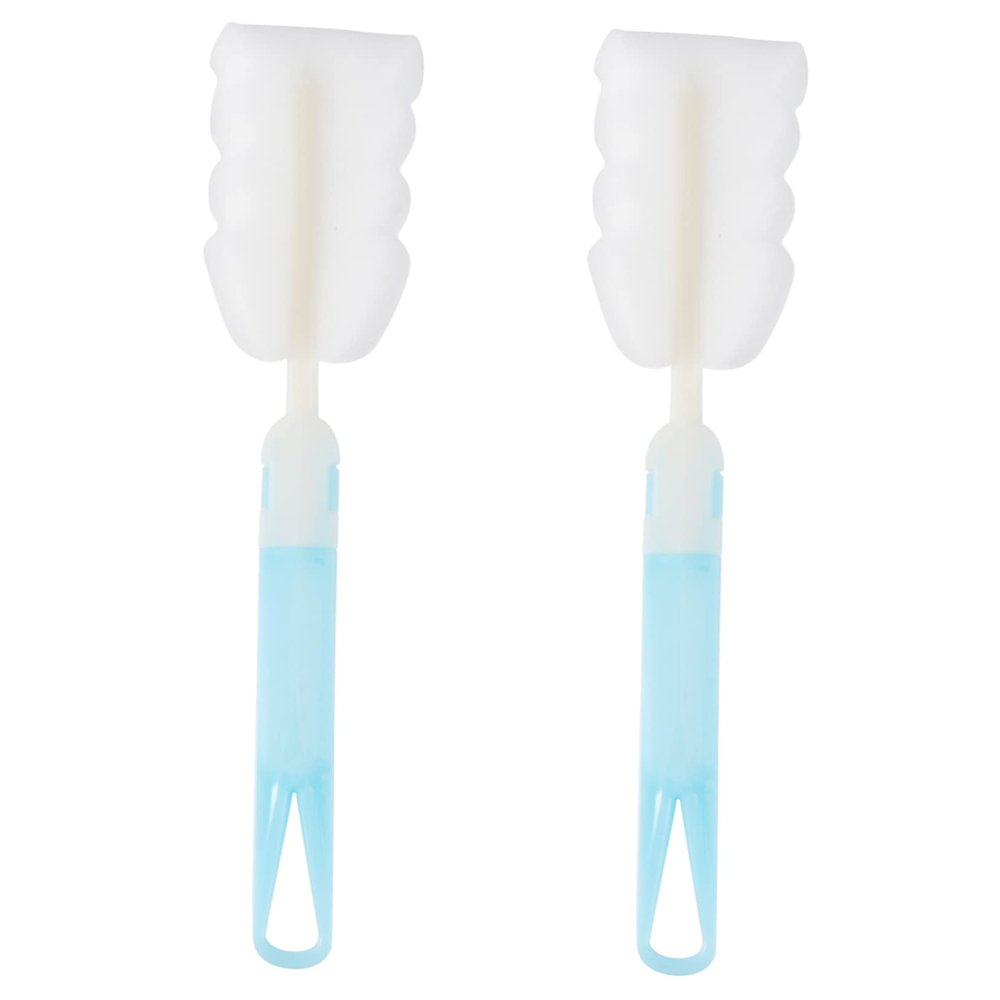 2 Pcs Blue Sponge Bottle Cleaning Brush Set Ideal for Washing Glass Milk Feeding Bottles and Cups Scrubber for Thorough Cleaning