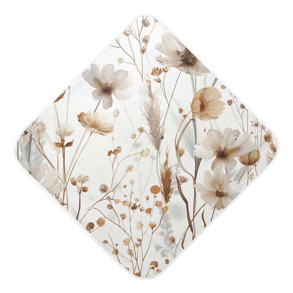 Kigai Watercolor Flower Baby Hooded Towel Ultra Soft and Absorbent Cotton Baby Bath Towel Unisex Hooded Baby Towel Baby Stuffs for Newborn Infants Toddlers, 30x30 inch