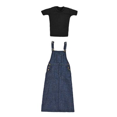 1/6 Female Doll Clothes Set T Shirt and Denim Skirt Clothing