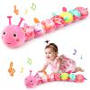 Baby Toys Musical Caterpillar, Infant Stuffed Animal for 0-6 6-12 Months with Crinkle and Rattles, Tummy Time Sensory Toys Newborn Boys Girls Gifts 0 3 6 9 12 Months - Pink view 1