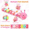 Baby Toys Musical Caterpillar, Infant Stuffed Animal for 0-6 6-12 Months with Crinkle and Rattles, Tummy Time Sensory Toys Newborn Boys Girls Gifts 0 3 6 9 12 Months - Pink view 4