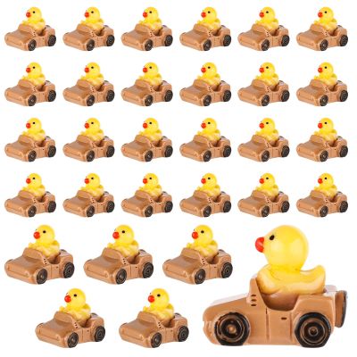 30pcs Tiny Duck Figurines, Brown & Yellow Resin Little Ducks in a Car Cute Small Duck Figures Floater Ducks Mini Car Ducks Decoration for Home Office Garden