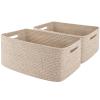 OIAHOMY Storage Basket for Shelves, Closet Cube Storage Bins Baskets for Clothes Blanket Towels, Baby Nursery, Toy Baskets Box, Woven Rope Basket, 17.72*12.99*7.87 IN, 2 Packs Brown view 1