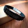 Band Director's Magic Trick: Glide lock Clasp Valentine's Unique Gift for Him, Adjustable Black Stainless Steel Silicone Bracelet view 2