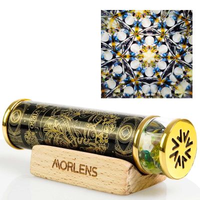 12 Constellations Virgo Kaleidoscope,Handmade 4.25" Mini Kaleidoscope,Yellow Crystals Healing Stones Gems Core Box,Gift Box,Anniversary Birthday Christmas New Year Valentine's Day Present Gift