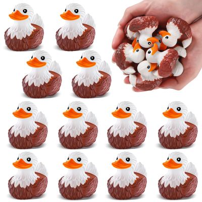 12 PCS Bald Eagle Rubber Ducks, Patriotic Bald Eagle Ducks for Jeeps, Ducks for Cruising Ships Hiding Carnival Ducking Bath Toys, Animal Ducks Collection, Baby Shower Valentines Day Gifts for Kids